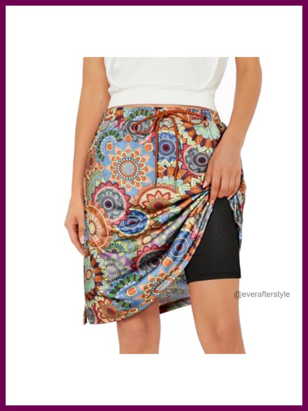 Women's Knee Length Skort with Pockets and Shorts Underneath